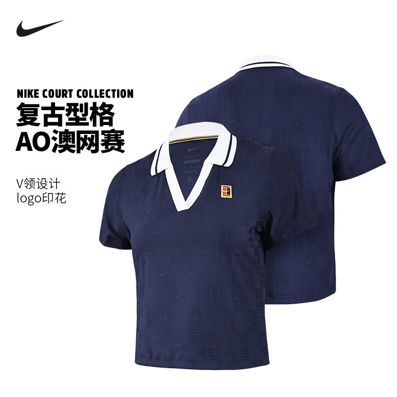 Nike耐克网球服女26年澳网新款女POLO衫短款V领上衣翻领T恤IB0773