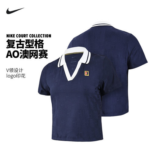 Nike耐克网球服女26年澳网新款女POLO衫短款V领上衣翻领T恤IB0773