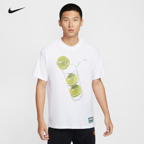 Nike短袖网球服男子 耐克夏季新宽松休闲纯棉短袖上衣HJ3469-100