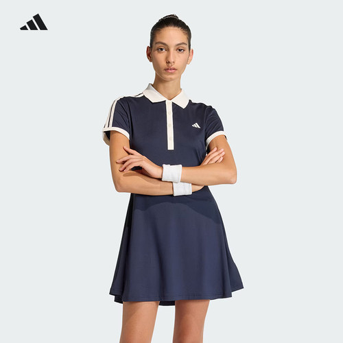 Adidas阿迪达斯网球服女26新款网球裙polo领连衣裙内置底裤KB1428