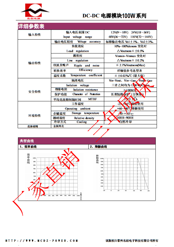 110V转72V13A隔离100V转72V100W直流电源 DC100110S72D