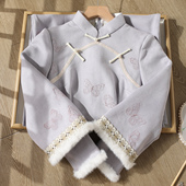 气质高端 可以上班穿 忆南栀新中式 紫色秋冬旗袍女小个子2025新款