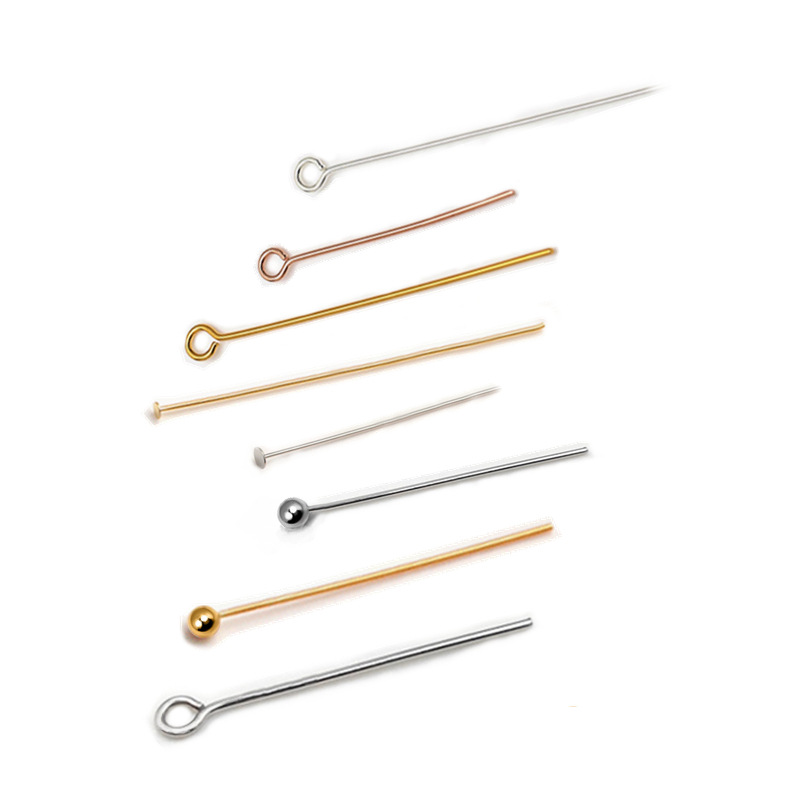 耳环配件DIY925银圆头平底针吊坠