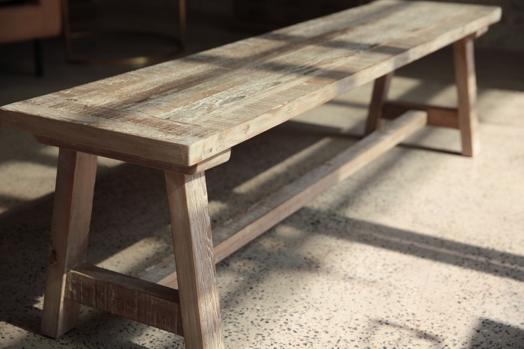 北欧法式美式乡村赤贫侘寂风格实木老木长凳子复古做旧风化灰茶几