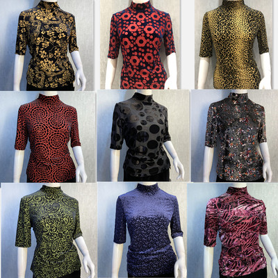 丝绒高领中袖打底衫T恤