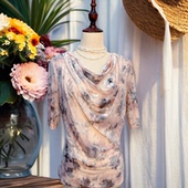 秀巧正品 气质妈妈上衣 印花丝绒时尚 10473薄料夏季 女士小衫