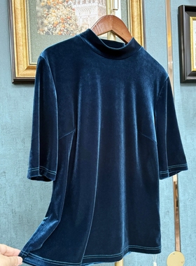 秀巧正品9404进口弹力丝绒秋冬女士打底衫高领中袖修身百搭时尚