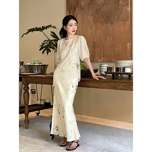 墨染jue美斜裁半裙女新款