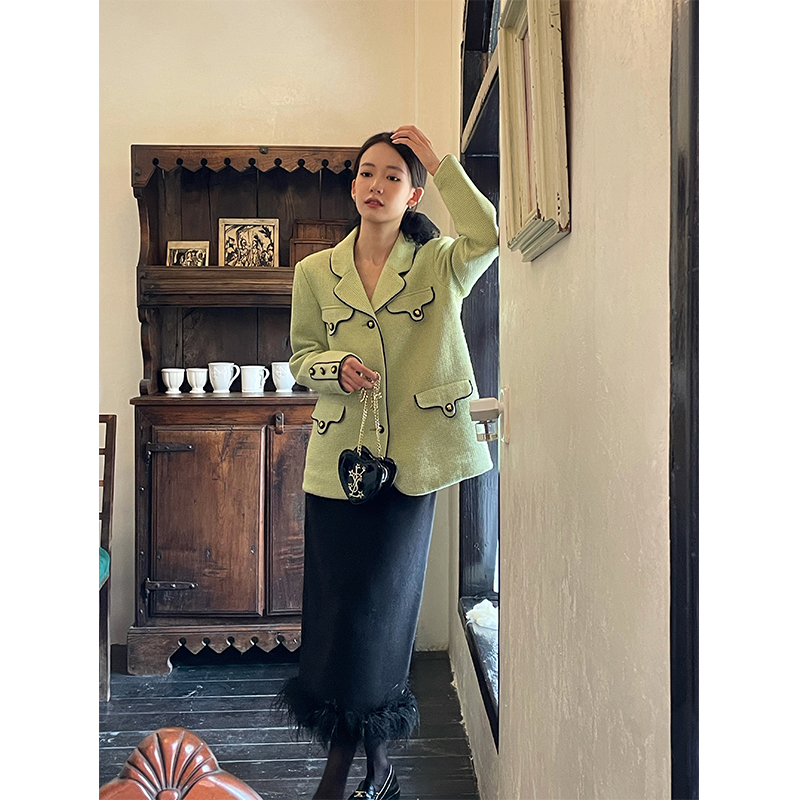 Thecoco丝绒/羽毛半裙女