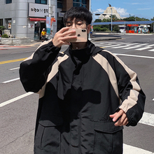 潮牌撞色百搭夹克男生连帽运动外套上衣服 韩版 2019春秋新款 情侣装