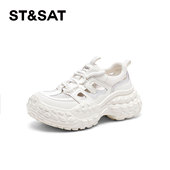 系带运动休闲单鞋 St&Sat 星期六春秋厚底增高老爹鞋 女SSC2112C2T