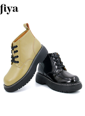 Safiya/索菲娅秋冬增高厚底马丁靴圆头系带户外短靴女SF14116015
