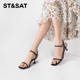 方头水钻一字扣带细高跟露趾凉鞋 St&Sat 星期六夏季 女SS12115683
