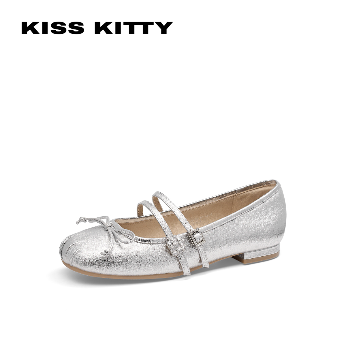 KISSKITTY牛皮方头芭蕾单鞋