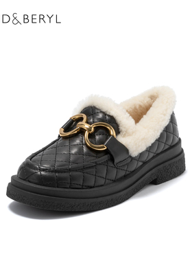 Fondberyl/菲伯丽尔冬季羊皮保暖绒里雪地厚底乐福鞋女FB1411A100