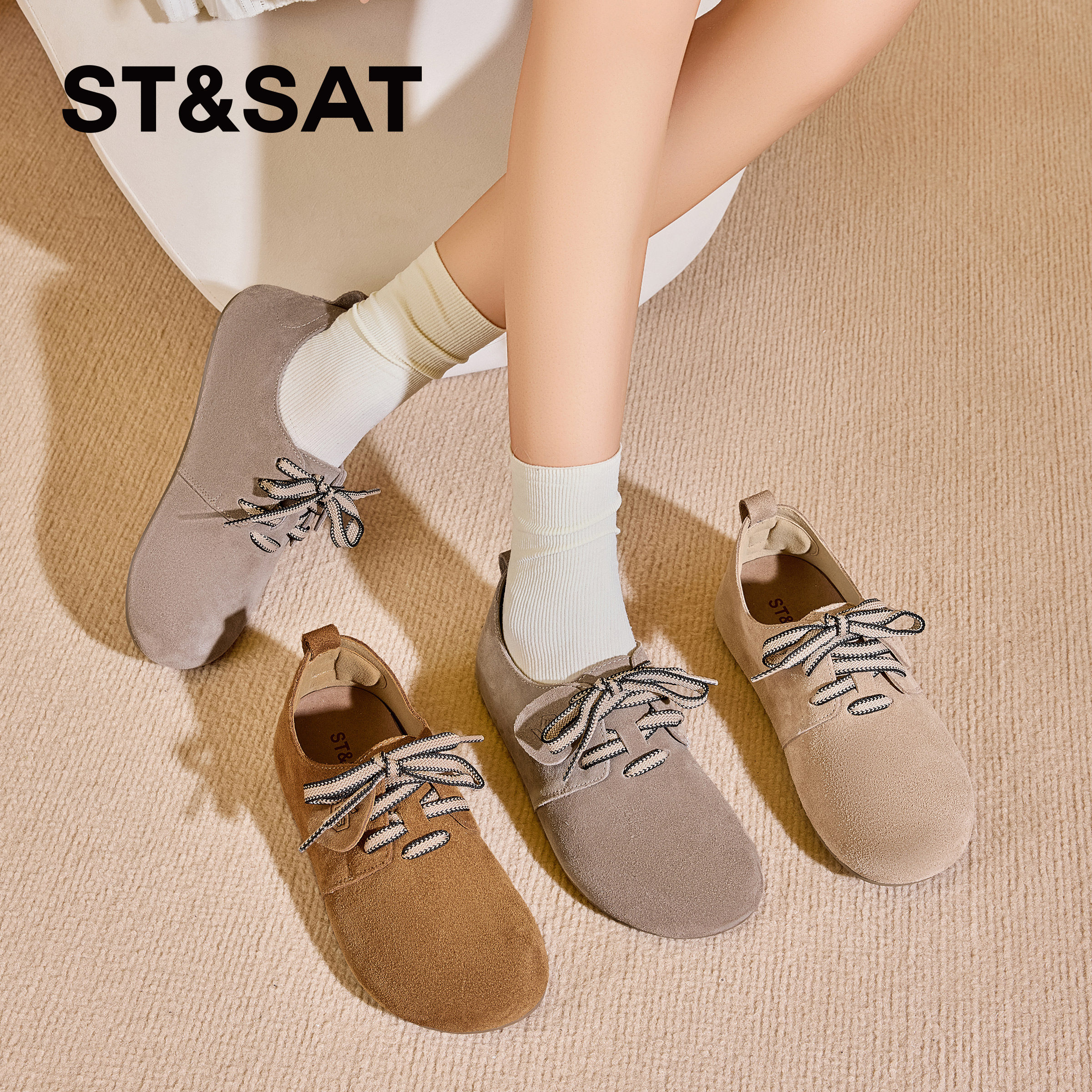 星期六日系软底系带休闲勃肯鞋女