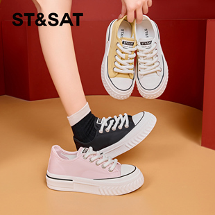 女SSC2112C4Z 系带运动休闲单鞋 St&Sat 星期六春秋厚底增高帆布鞋