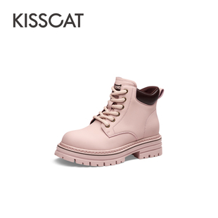 靴女KA43783 接吻猫秋冬厚底短筒马丁靴系带户外工装 CAT KISS