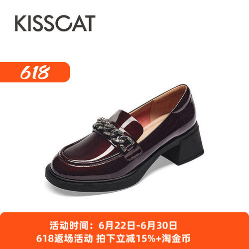 接吻猫英伦风时尚百搭乐福鞋女