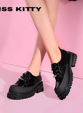 KISSKITTY春秋牛皮厚底乐福鞋JK小皮鞋深口增高单鞋女SA65130-37