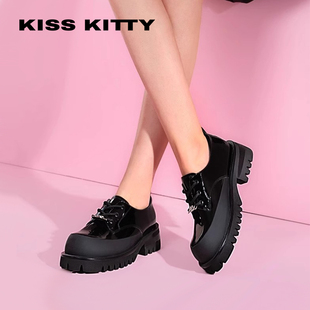 KISSKITTY春秋牛皮厚底乐福鞋JK小皮鞋深口增高单鞋女SA65130-37