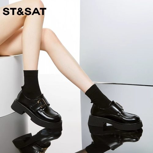 星期六英伦复古厚底增高乐福鞋