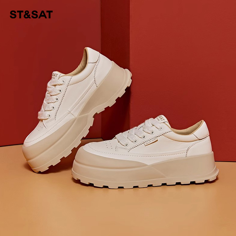 星期六时尚舒适学院风厚底小白鞋
