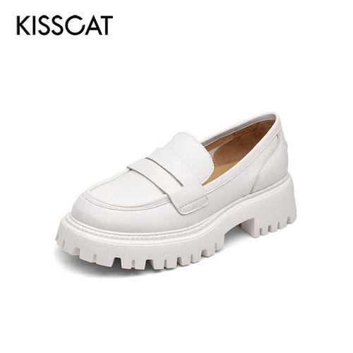 接吻猫春秋牛皮时尚JK风乐福鞋