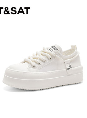 St&Sat/星期六春秋系带小白鞋厚底增高运动休闲单鞋女SSC1112C0I