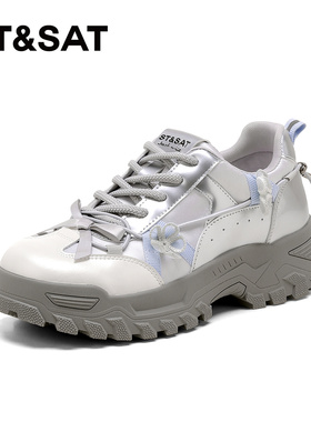 St&Sat/星期六春秋厚底增高老爹鞋系带休闲运动单鞋女SSE1112CB2