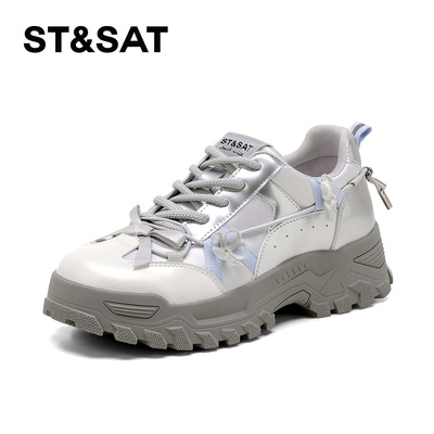 星期六厚底增高系带休闲老爹鞋