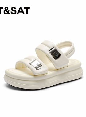 St&Sat/星期六夏季厚底增高沙滩鞋魔术贴休闲凉鞋女SSC111506J