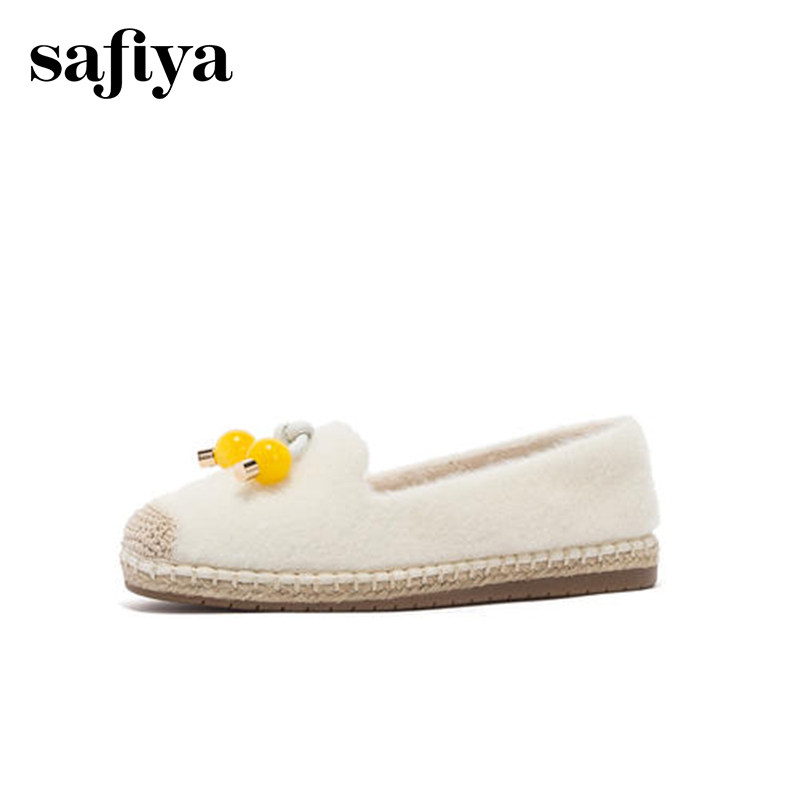 Safiya/索菲娅秋冬圆头编织一脚蹬绒里平底豆豆鞋女女SF04111065,女鞋,乐福鞋（豆豆鞋）,淘宝优惠券,粉丝福利购,淘宝优惠卷