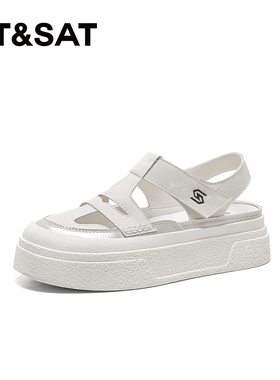 St&Sat/星期六夏季厚底休闲鞋增高魔术贴罗马凉鞋女SSC2114C7Q