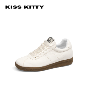 KISSKITTY春秋牛反绒薄底德训鞋系带运动休闲单鞋女SA65132-61