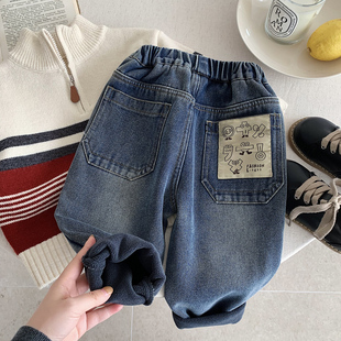 男童加绒牛仔裤2025冬季新款儿童大眼加绒加厚柔软休闲牛仔长裤子