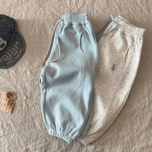 儿童长裤2025秋季童装新款男童女童刺绣拼接百搭休闲宝宝束脚裤潮