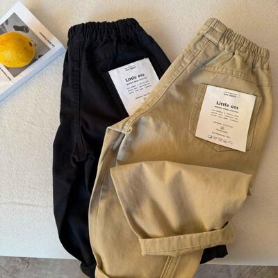 不二妈男女童纯棉休闲裤宽松纯色