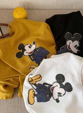 儿童t恤025秋季新款韩版卡通印花长袖T恤男女童宽松圆领上衣潮