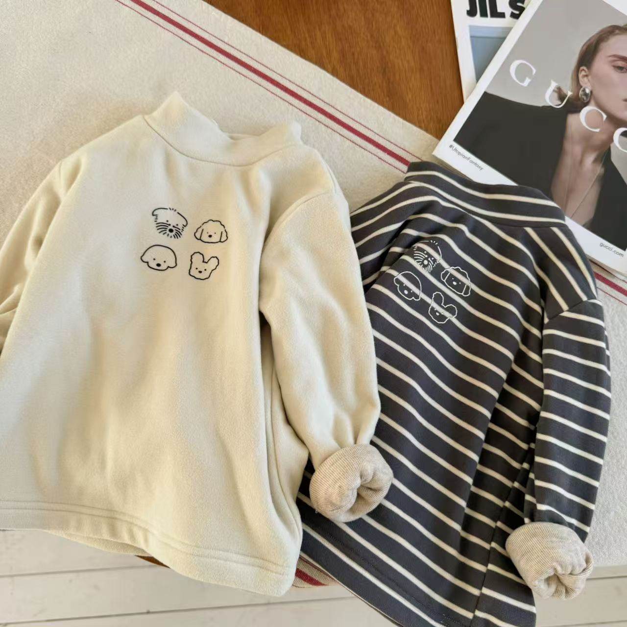 儿童加厚打底衫2025宝宝冬季半高领条纹男童德绒内搭上衣女婴儿,童装/婴儿装/亲子装,T恤,淘宝优惠券,粉丝福利购,淘宝优惠卷