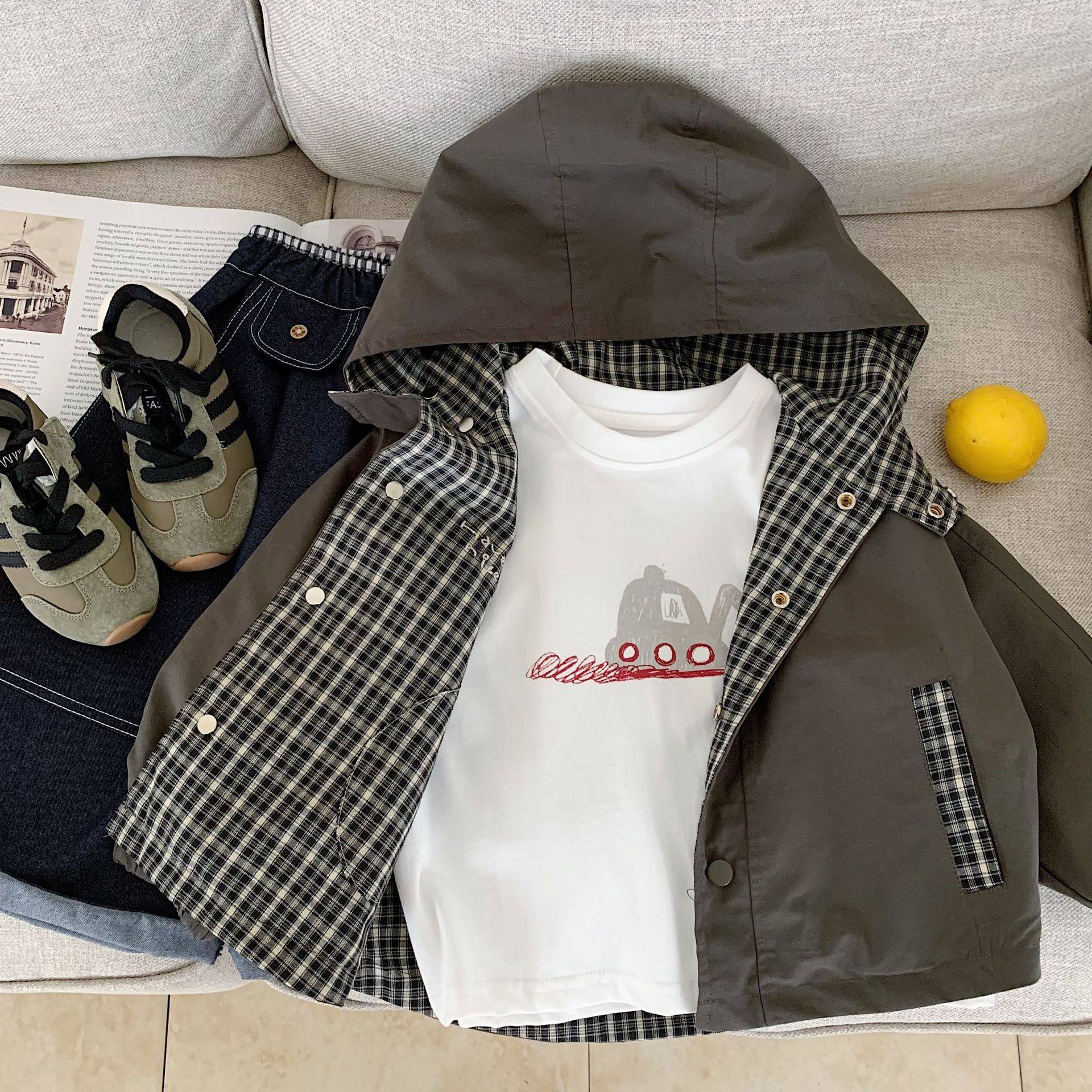 儿童连帽外套秋季2025新款男女童风衣开衫韩版宝宝格子冲锋衣洋气,童装/婴儿装/亲子装,普通外套,淘宝优惠券,粉丝福利购,淘宝优惠卷