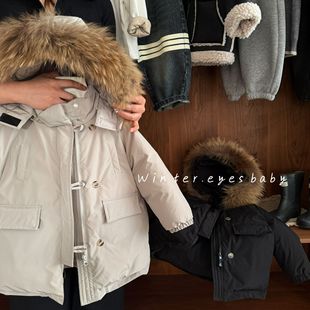 儿童羽绒服女童中长款冬季加厚小童宝宝保暖防风羽绒外套男大毛领