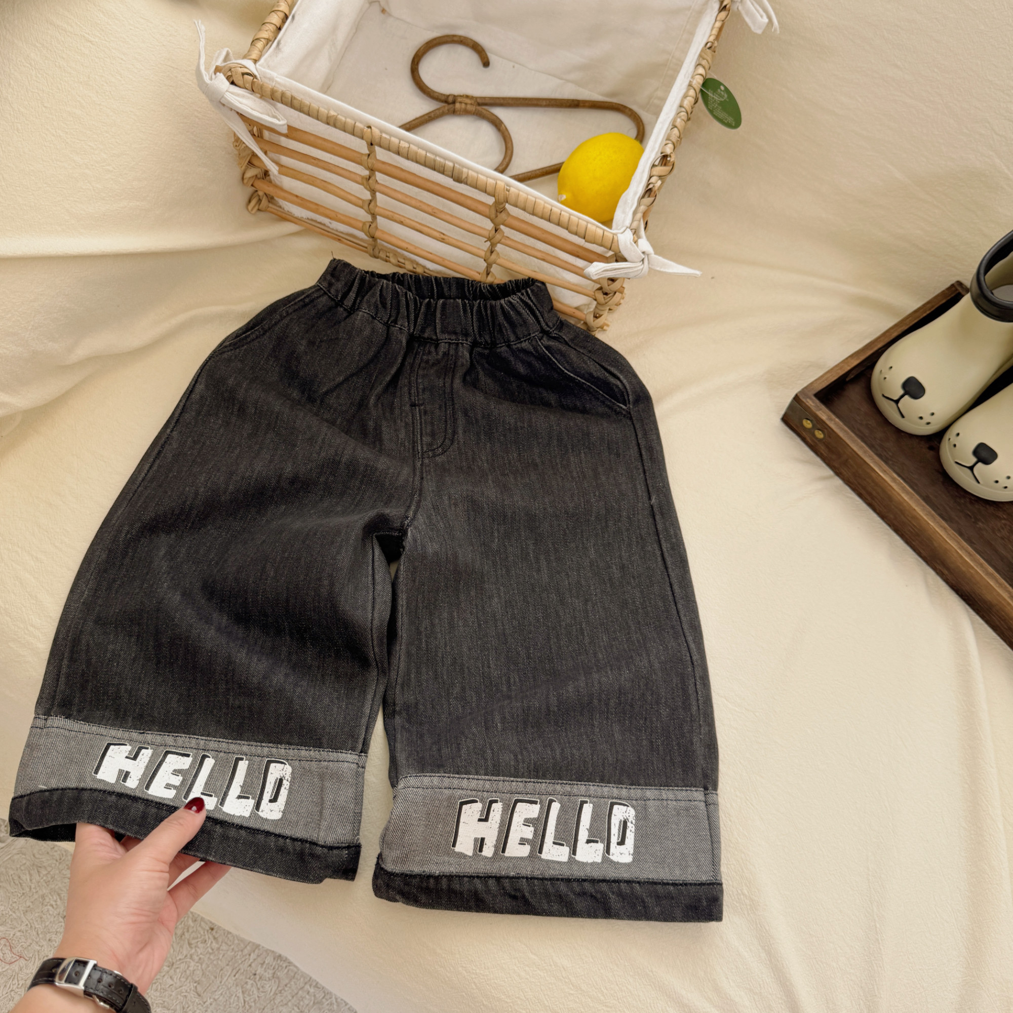 儿童牛仔裤男童秋季2025新款小童直筒长裤子字母宝宝阔腿裤女洋气,童装/婴儿装/亲子装,裤子,淘宝优惠券,粉丝福利购,淘宝优惠卷