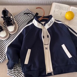 儿童外套男2026春秋新款小童休闲棒球服纯棉潮宝宝拼色夹克女洋气