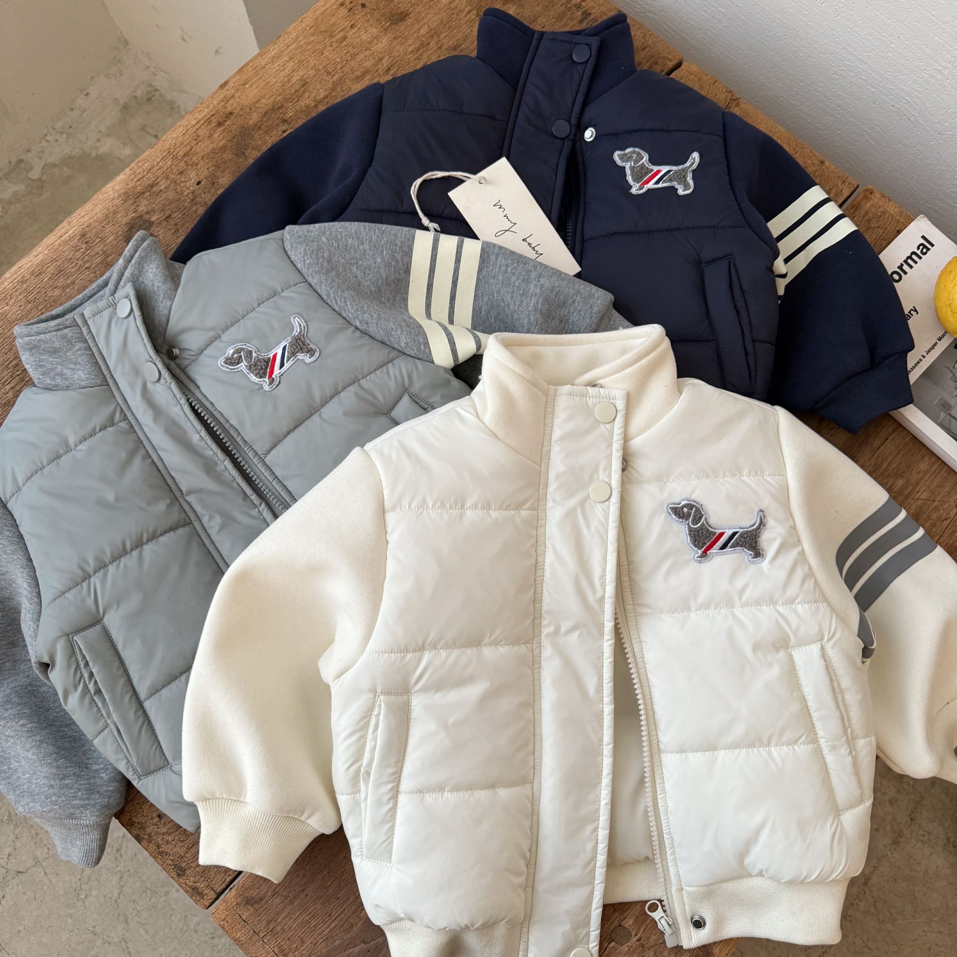 儿童棉衣男加厚秋冬季款小童纯色棉袄保暖棉衣宝宝潮牌外套女夹棉