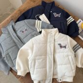 儿童棉衣男加厚秋冬季 小童纯色棉袄保暖棉衣宝宝潮牌外套女夹棉 款