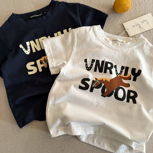 不二妈短袖T恤夏季字母卡通洋气