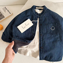 儿童牛仔外套男加绒2025秋冬新款 女洋气 小童卡通衬衣宝宝纯色衬衫