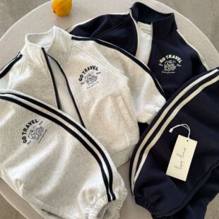 小童字母卫裤 儿童卫衣套装 男春季 2026款 宝宝外套两件套女洋气 韩版