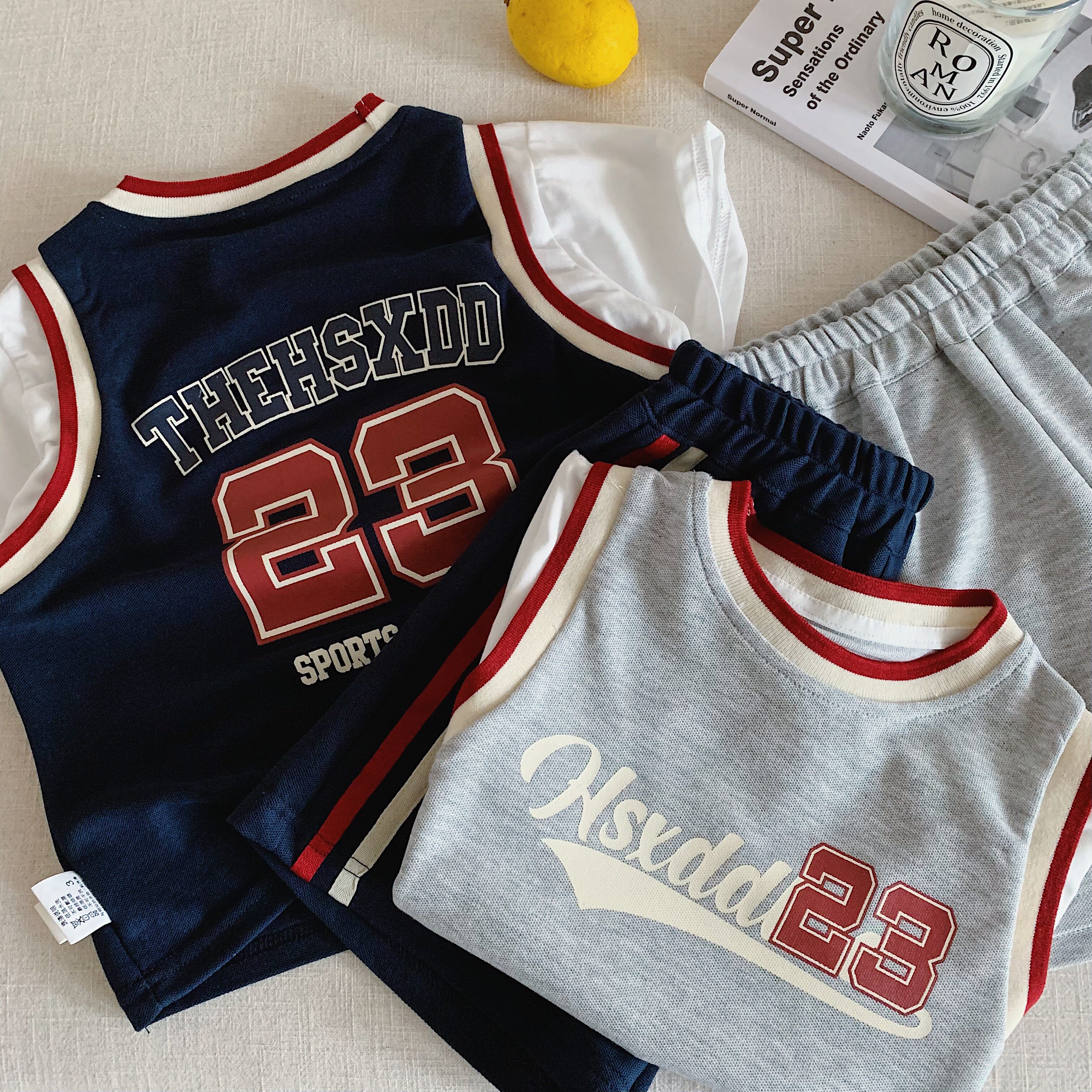 儿童运动套装男2026夏季新款小童字母假两件短袖潮宝宝短裤女薄款